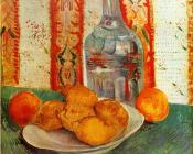 文森特威廉梵高 - 有酒瓶和盘子上柠檬的静物